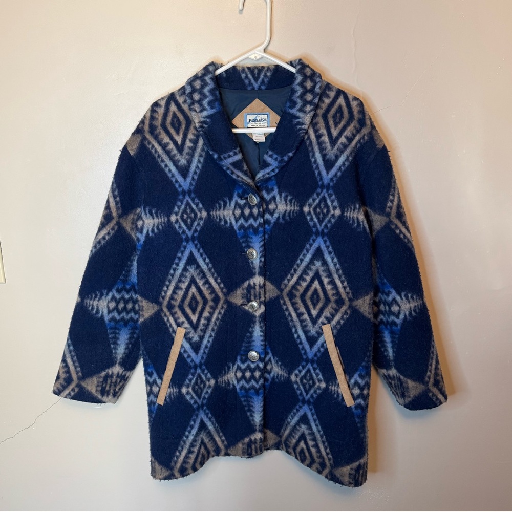 VTG Pendleton Women's 100% Wool Coat Indian Blanket Aztec Southwestern Jacket M